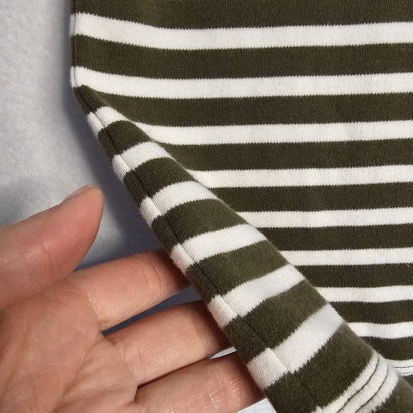 Talbots olive green and White Striped Dress size L petite - Picture 2 of 11